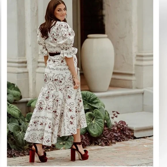 ANTONIO MELANI x NICOLA BATHIE EMILIA FLORAL PRINT DROP WAIST DRESS. - Picture 2 of 14